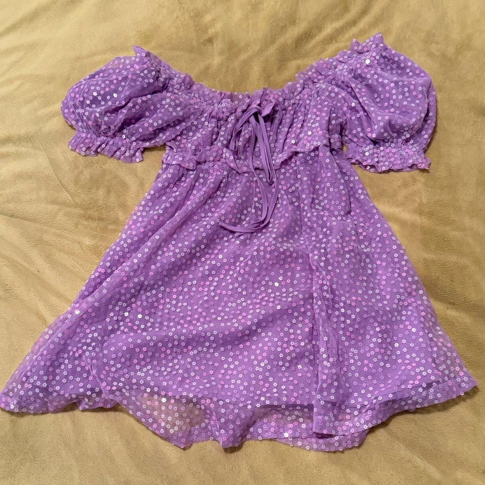 BuddyLove Jac Puff Sleeve Short Dress - Lavender
